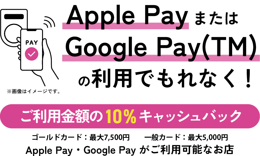 Apple PayまたはGoogle Pay（TM）のご利用でもれなく！